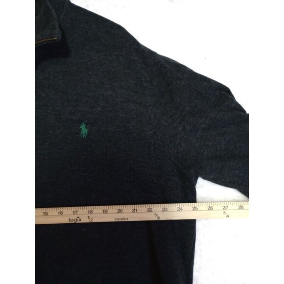 Polo Ralph Lauren 1/4 Zip Sweater Men’s XL Gray Embroidered Green Pony - Picture 5 of 12